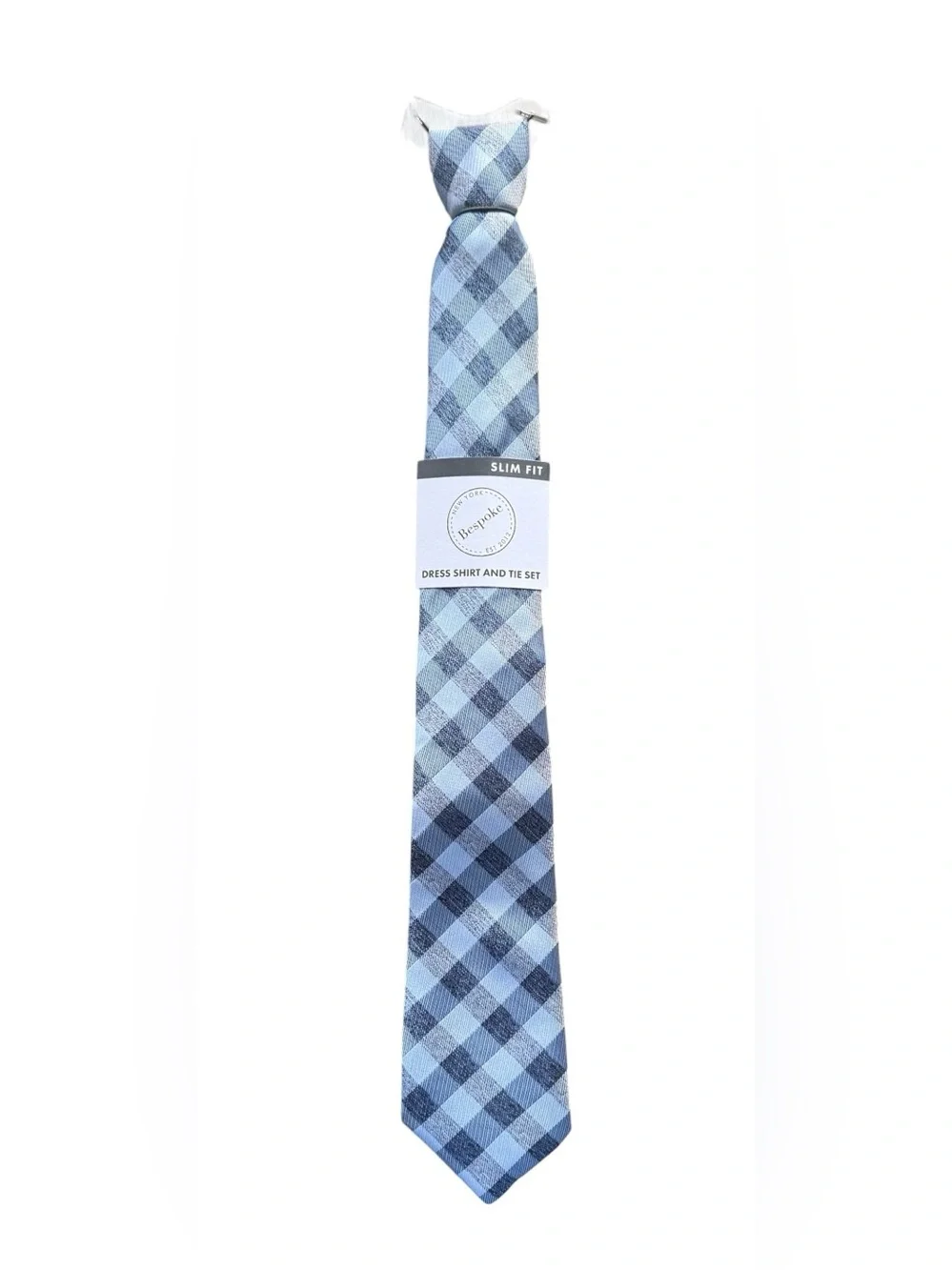 Bespoke Slim Fit Blue Plaid Tie